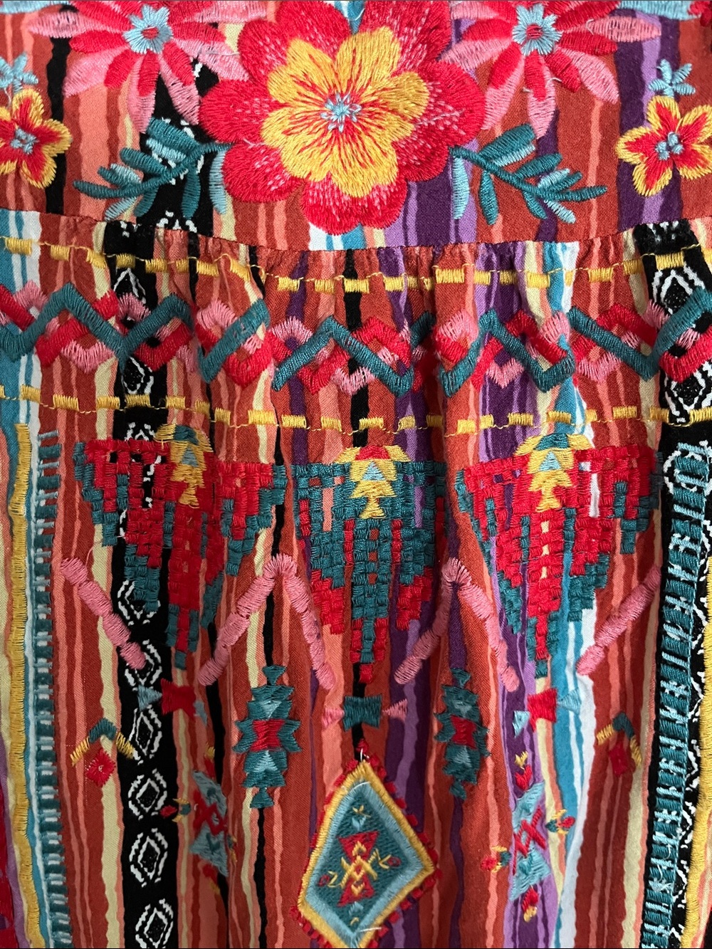 Striped & Embroidered Shift Dress - Picture 2 of 9